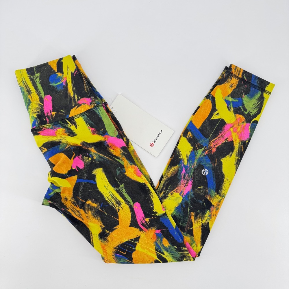 Lululemon Wunder Train HR Tight 25" Uncovered Multi Abstract Print Leggings Sz 2